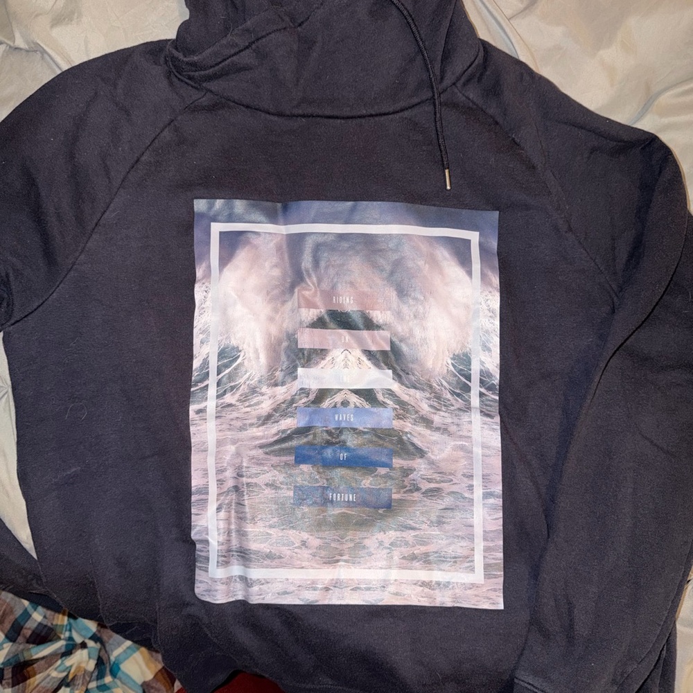 H&M Dark Blue Turtleneck Sweater with Graphic